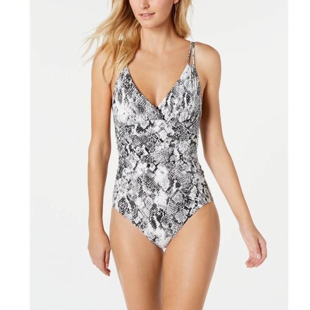 Calvin Klein Shirred One-Piece Swimsuit 16, NWT